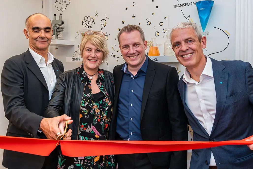 F.l.t.r. Gilles Andrier, CEO; Anne Tayac, Head of Givaudan Business Solutions; Quentin Gouedard, Head of Digital Innovation and David Kunau, Head of Global IT 